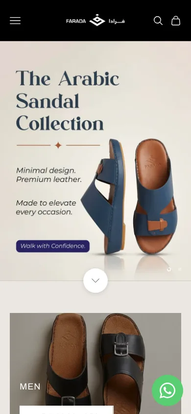Farada homepage on mobile viewport