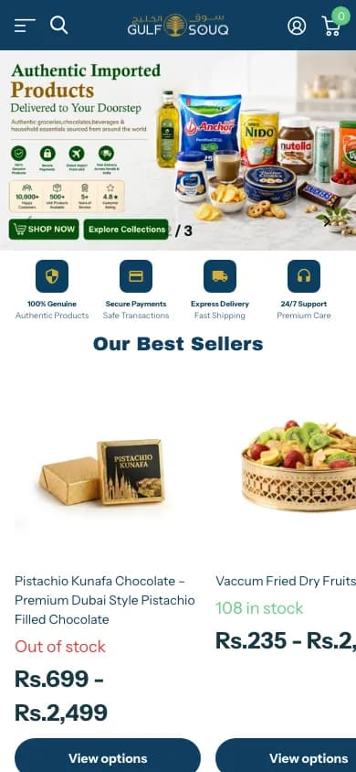 Gulf Souq homepage on mobile viewport