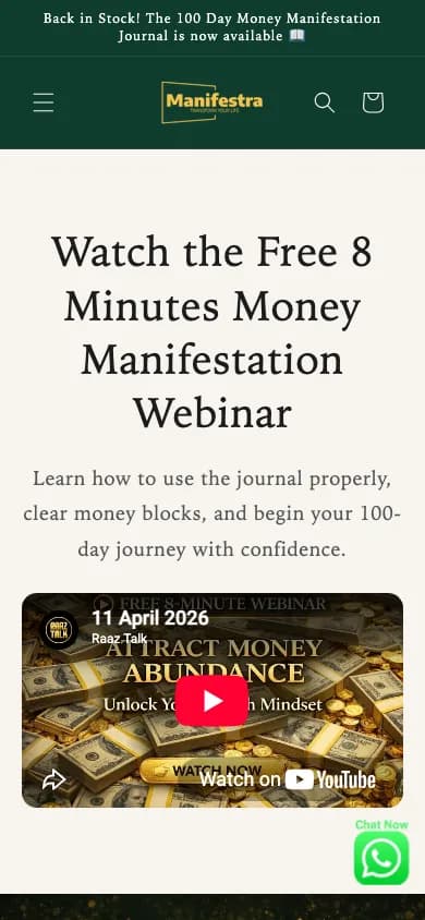 Manifestra World homepage on mobile viewport
