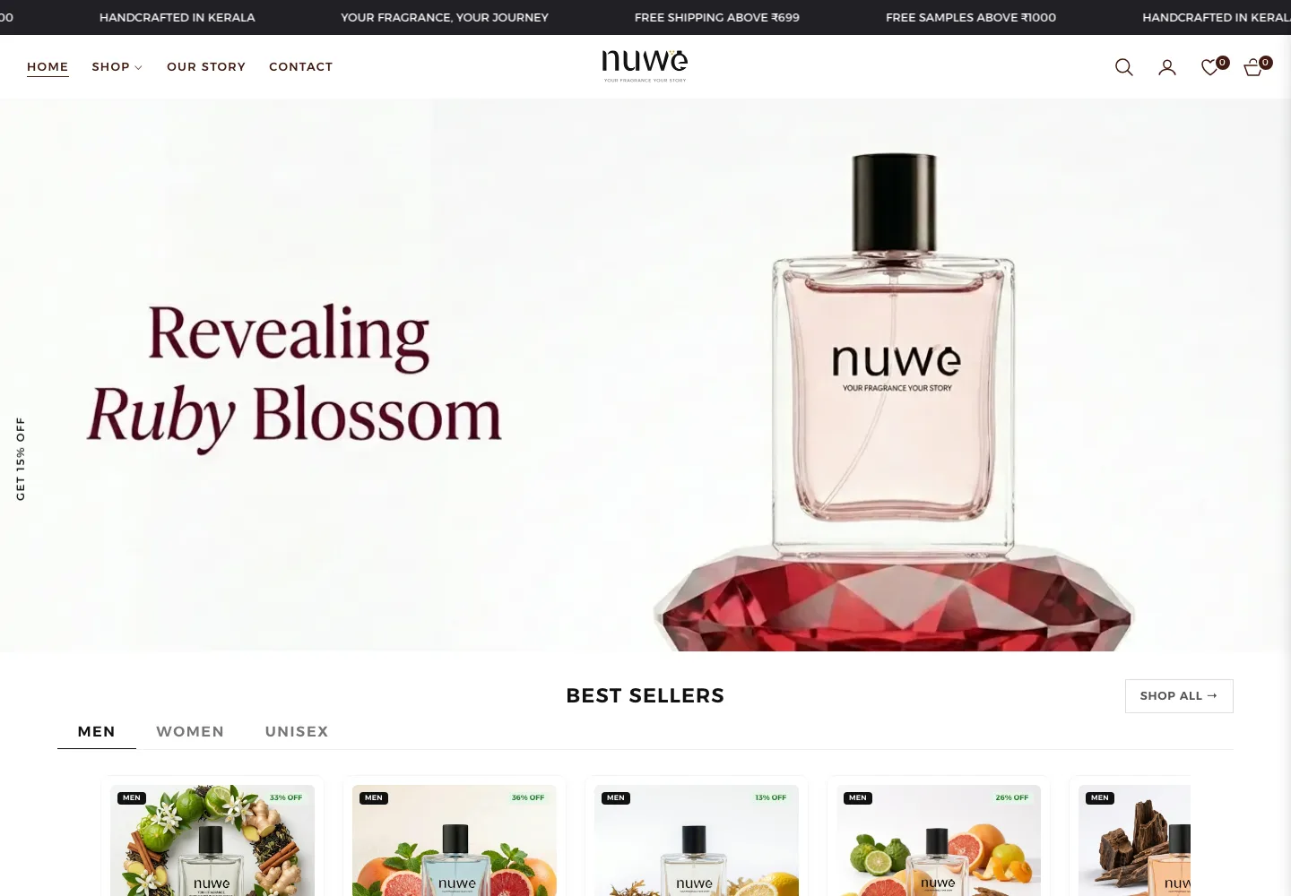 Nuwe Perfumes Shopify storefront screenshot