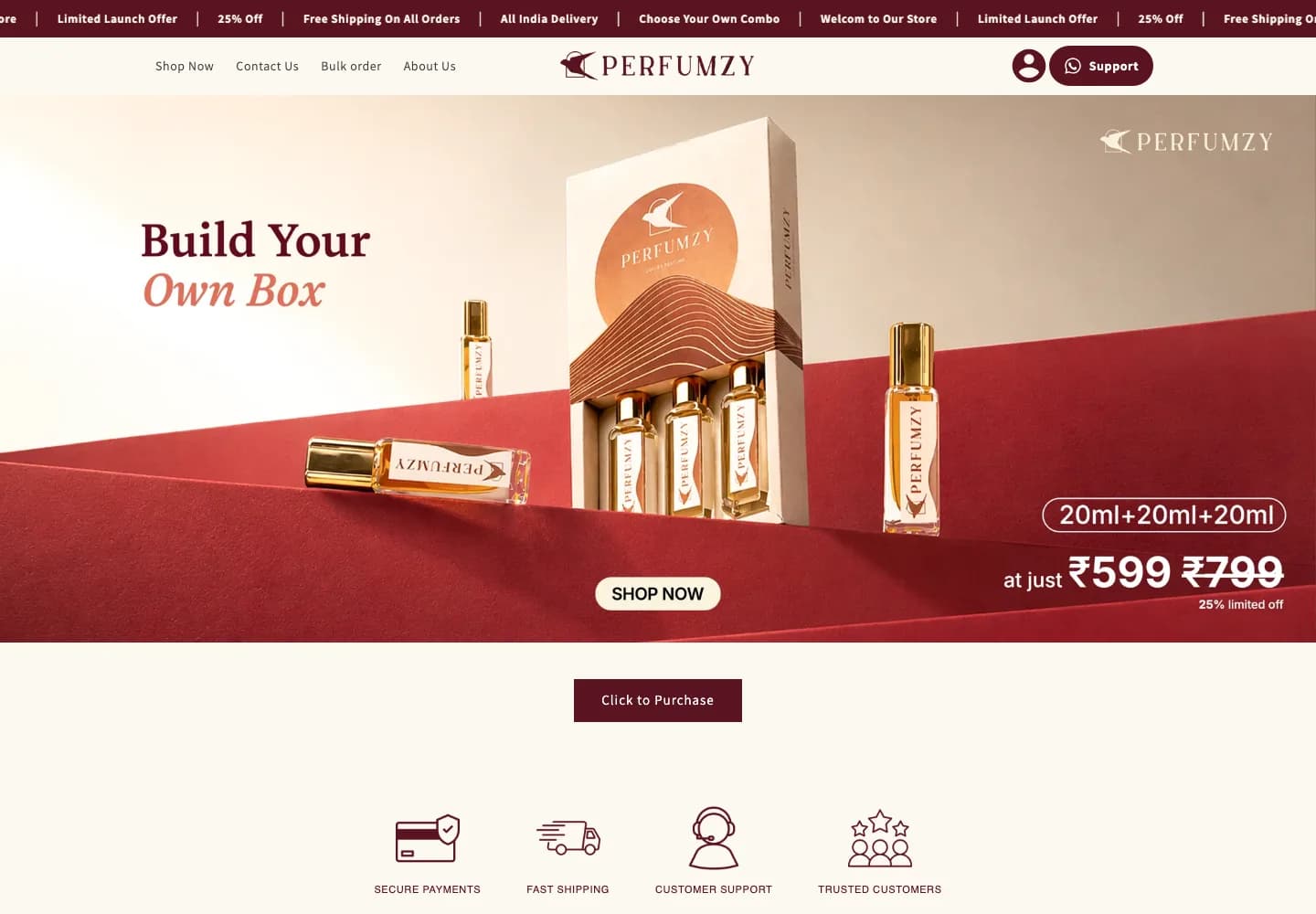 Perfumzy — Build Your Own Box Shopify storefront case-study preview