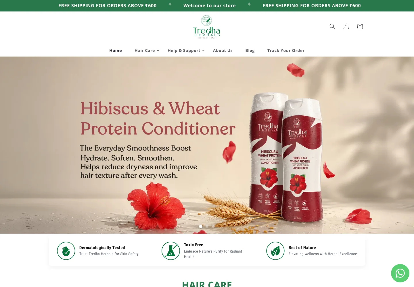 Tredha Herbals Shopify storefront preview