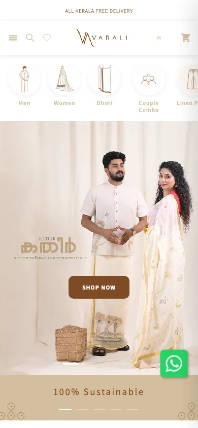 Varali Clothing homepage on mobile viewport